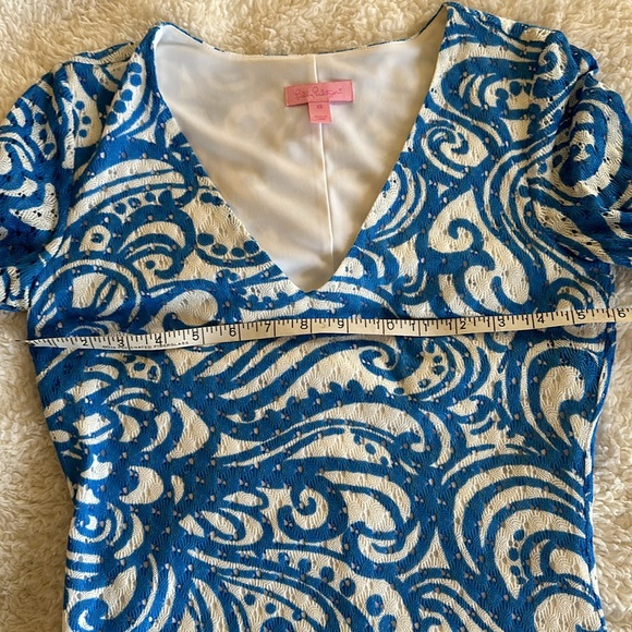 Lilly Pulitzer, blue and white dress with bell sleeves - Picture 4 of 7